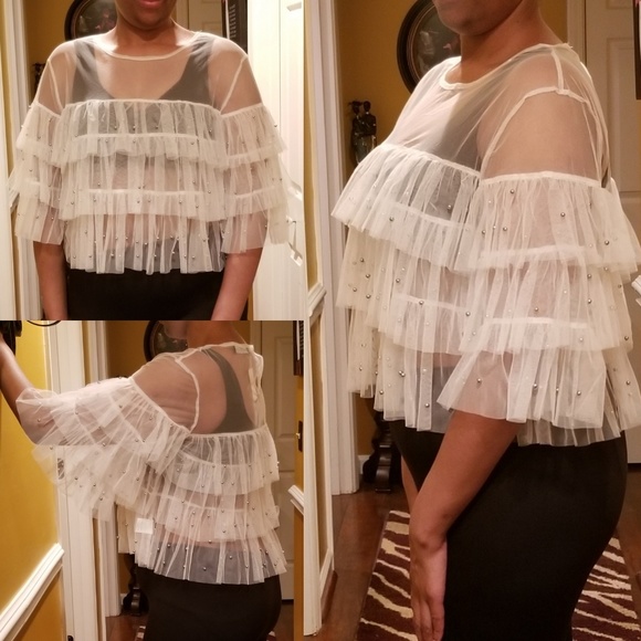 Tiered Ruffle  Mesh Top - Picture 2 of 5